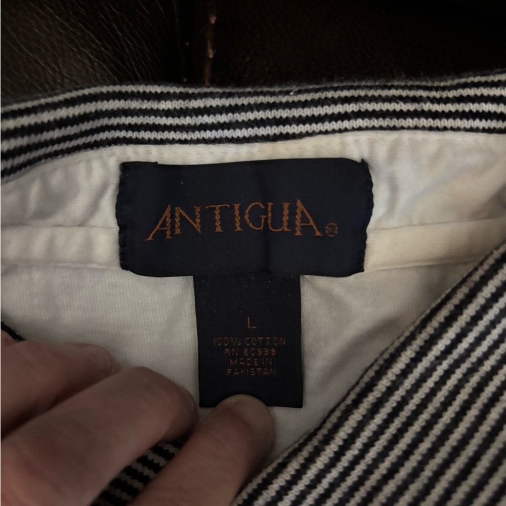 Antigua White Polo with Navy Trim - Picture 3 of 4
